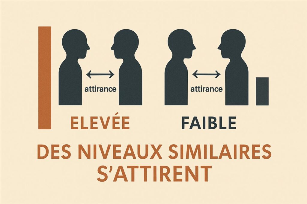 Schéma : des niveaux d'estime de soi similaires s'attirent — paires élevée/élevée et faible/faible